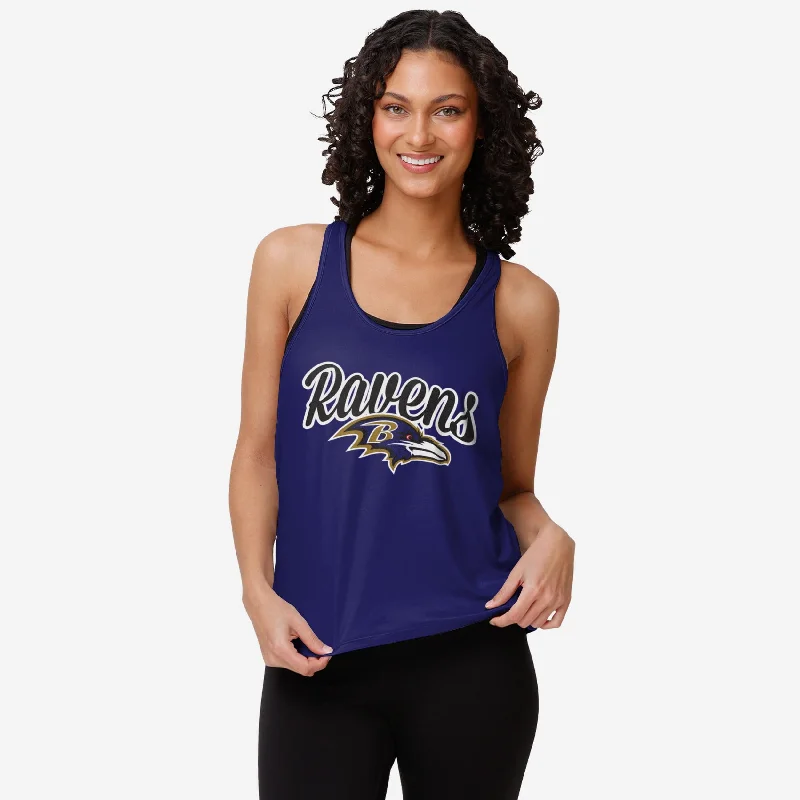 Baltimore Ravens Womens Wordmark Team Stripe Sleeveless Top