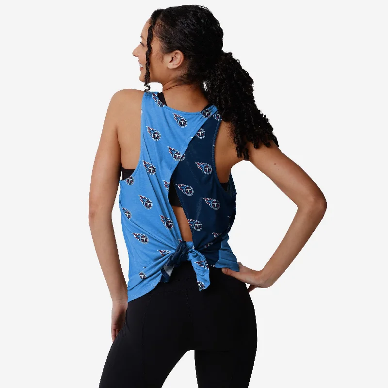 Tennessee Titans Womens Wordmark Mini Print Tie-Breaker Sleeveless Top