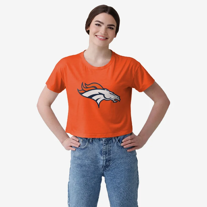 Denver Broncos Womens Solid Big Logo Crop Top