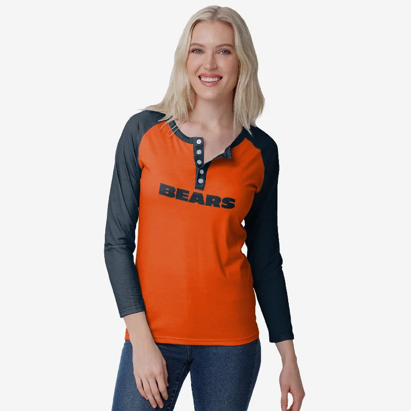 Chicago Bears Womens Big Wordmark Long Sleeve Henley