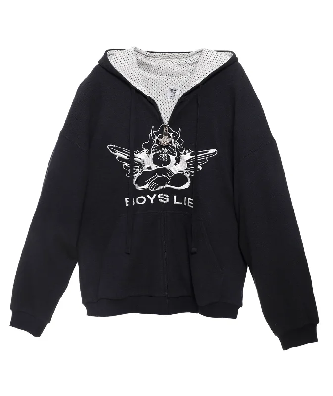 Boys Lie Women Guarded Angel Harley Zip Up Hoodie