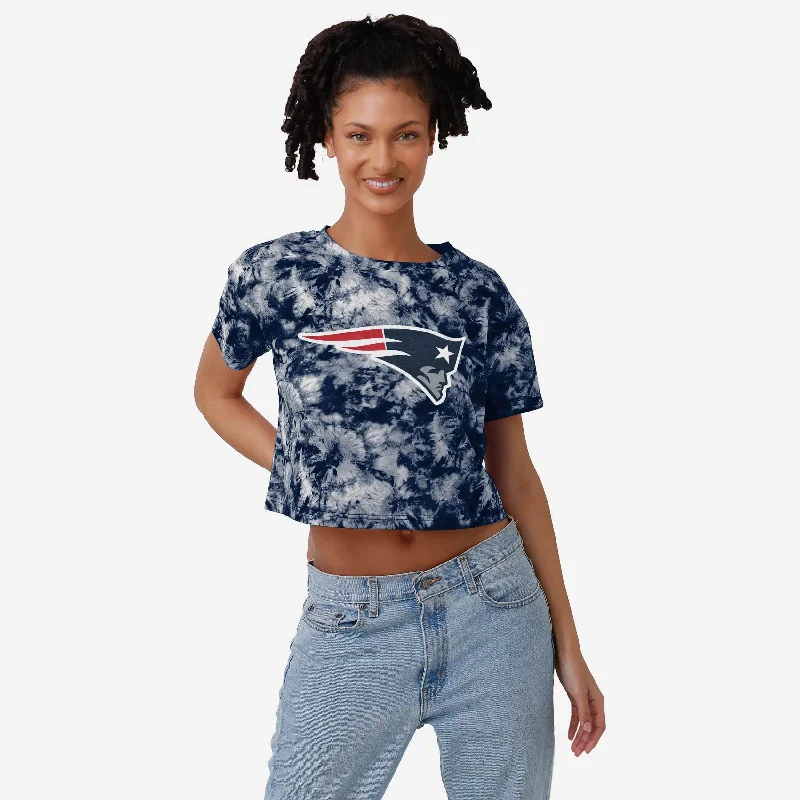 New England Patriots Womens Tie-Dye Big Logo Crop Top