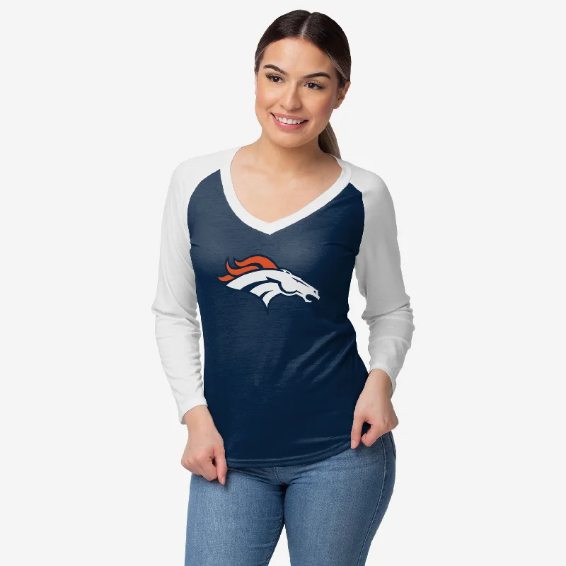 Denver Broncos Womens Big Logo Solid Raglan T-Shirt