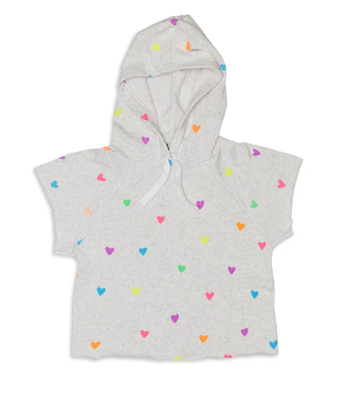 FBZ Girls Betsy All Over Hearts Short Sleeve Pullover Hoodie