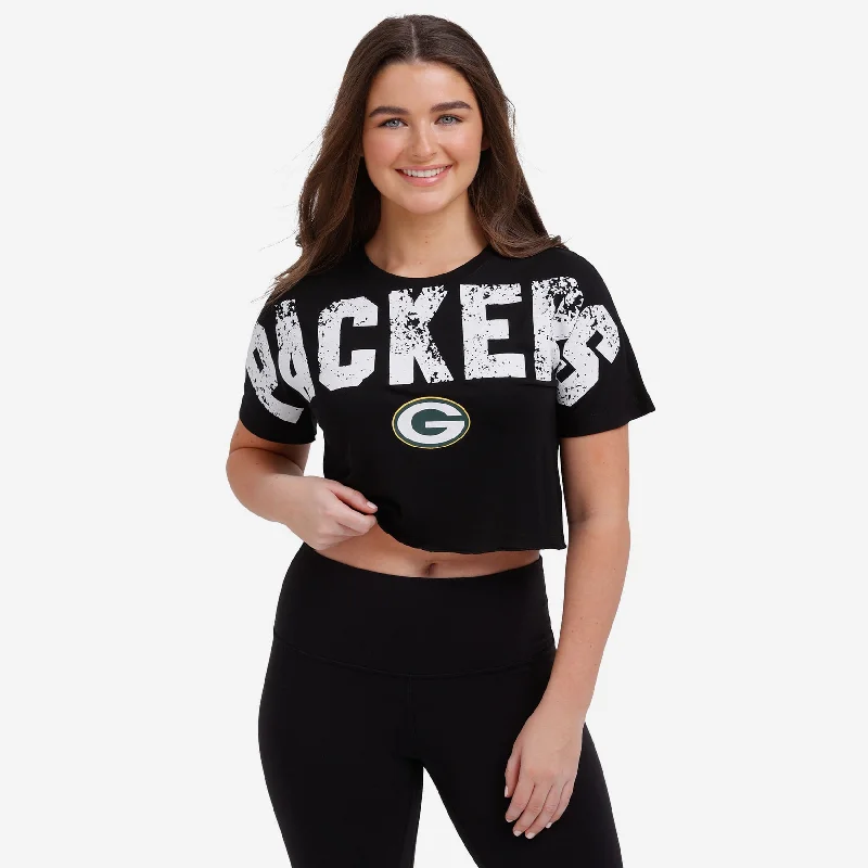 Green Bay Packers Womens Distressed Wordmark Crop Top