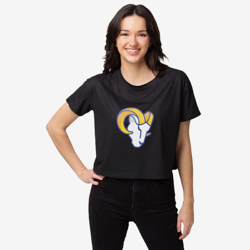 Los Angeles Rams Womens Black Big Logo Crop Top