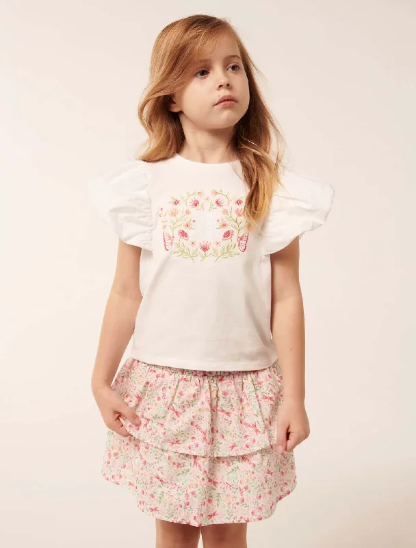 Joy Puff Sleeve Applique Girls T-shirt