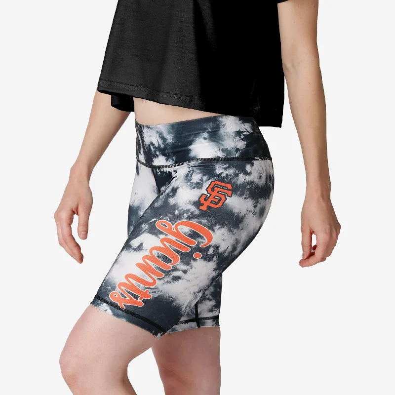 San Francisco Giants Womens Team Color Tie-Dye Bike Shorts