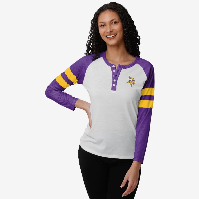 Minnesota Vikings Womens Big Logo Long Sleeve Henley