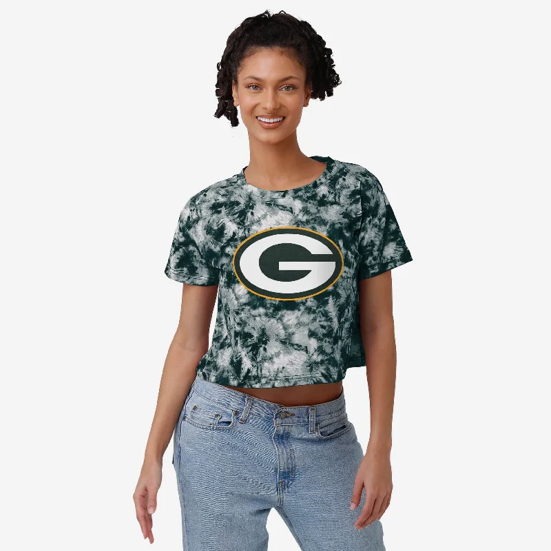 Green Bay Packers Womens Tie-Dye Big Logo Crop Top