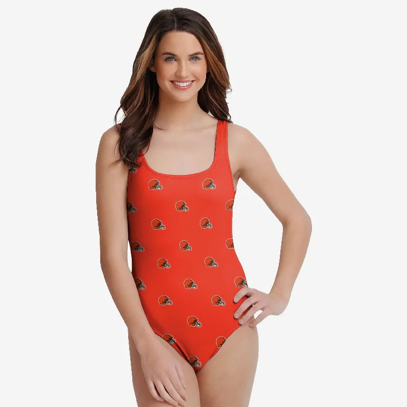 Cleveland Browns Womens Mini Print One Piece Bathing Suit