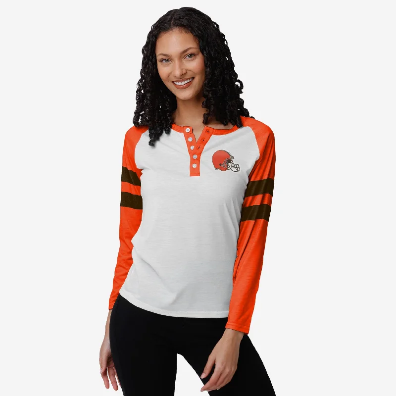 Cleveland Browns Womens Big Logo Long Sleeve Henley