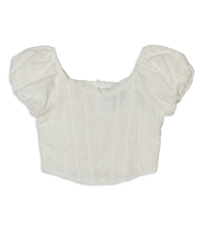 FBZ Girls Macie Puff Sleeve Eyelet Top