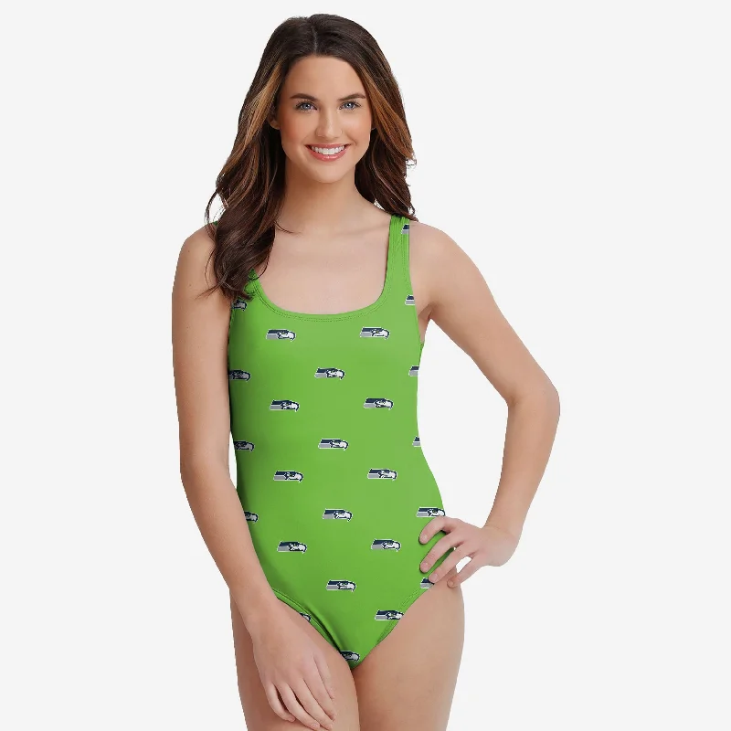 Seattle Seahawks Womens Mini Print One Piece Bathing Suit