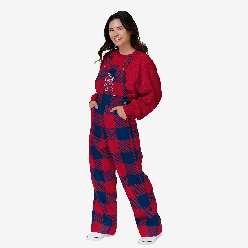 St Louis Cardinals Womens Plaid Bib Overalls