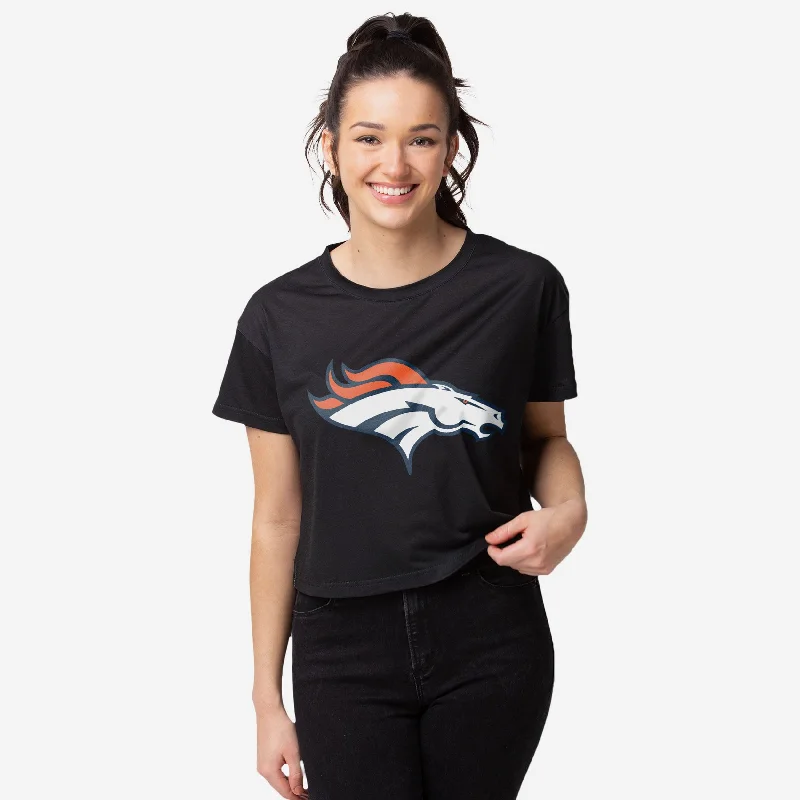 Denver Broncos Womens Black Big Logo Crop Top