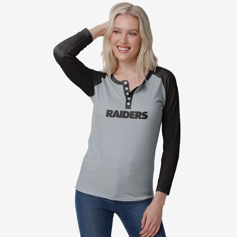 Las Vegas Raiders Womens Big Wordmark Long Sleeve Henley