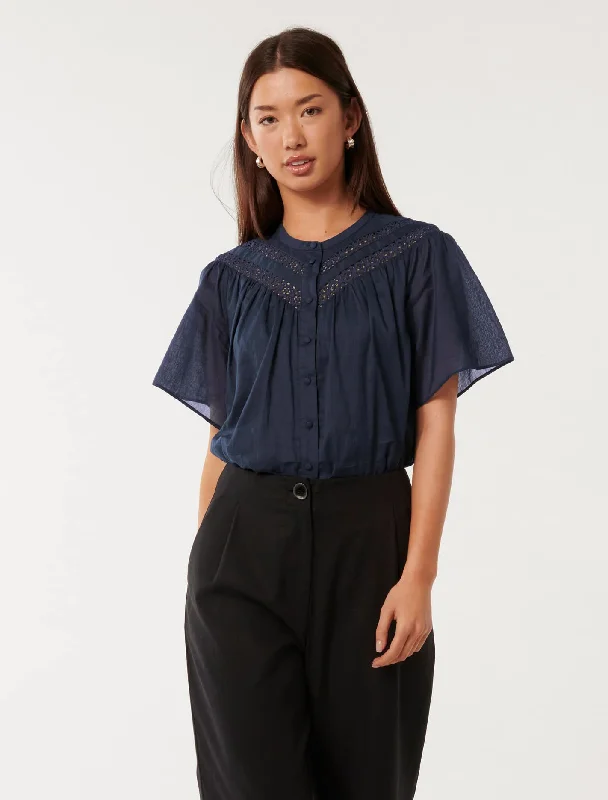 Luka Trimmed Yoke Blouse