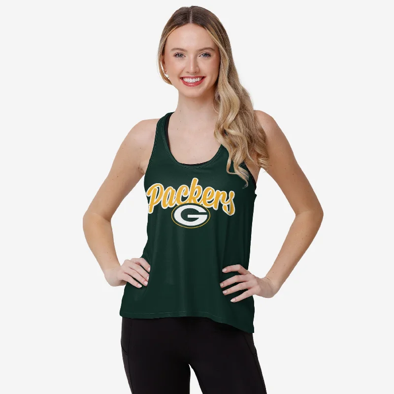 Green Bay Packers Womens Wordmark Team Stripe Sleeveless Top