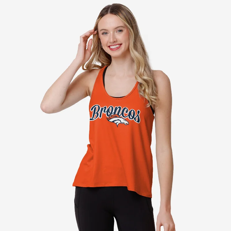 Denver Broncos Womens Wordmark Team Stripe Sleeveless Top