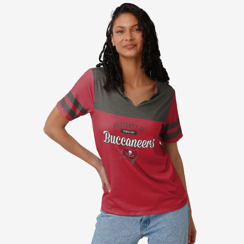 Tampa Bay Buccaneers Womens Team Stripe Property Of V-Neck T-Shirt