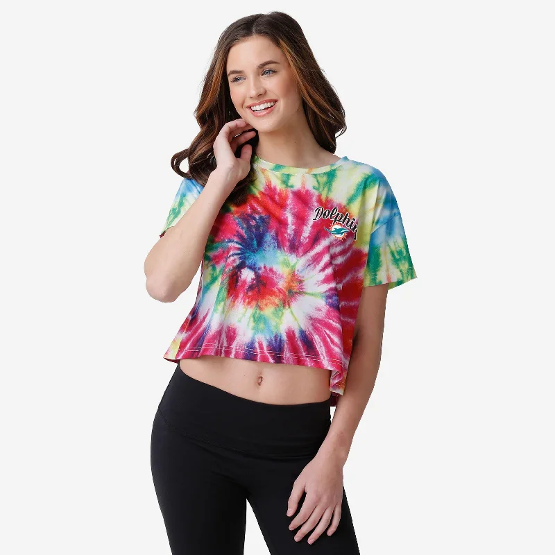 Miami Dolphins Womens Pastel Tie-Dye Crop Top