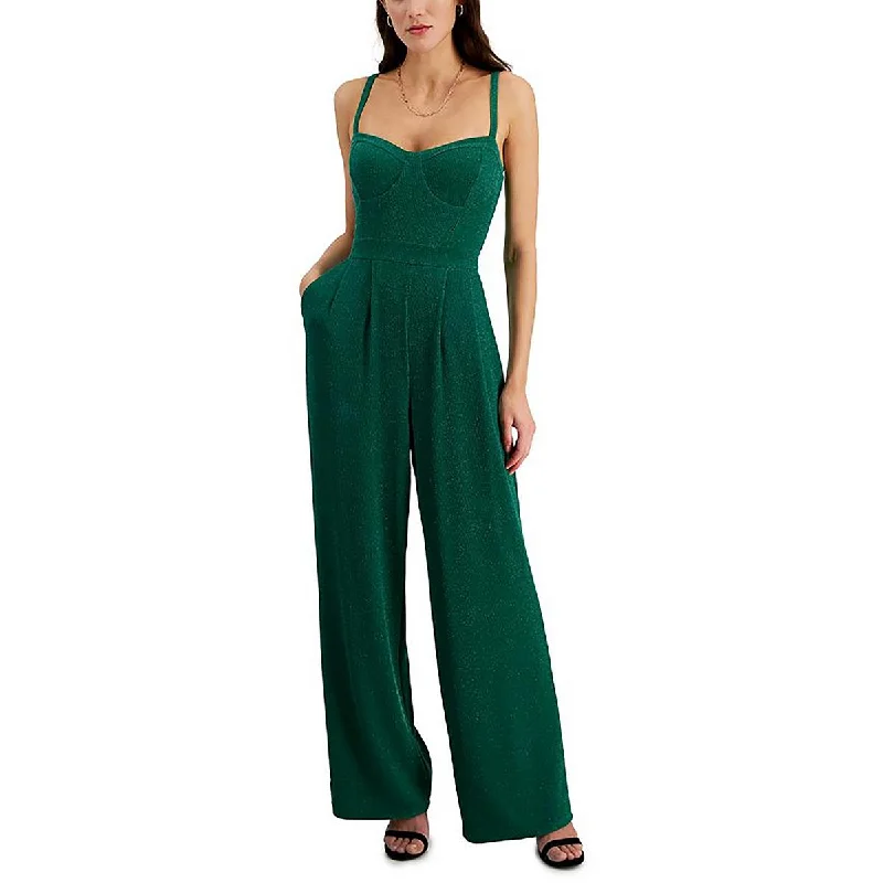 Rachel Rachel Roy Womens Metallic Corset Seamed Jumpsuit