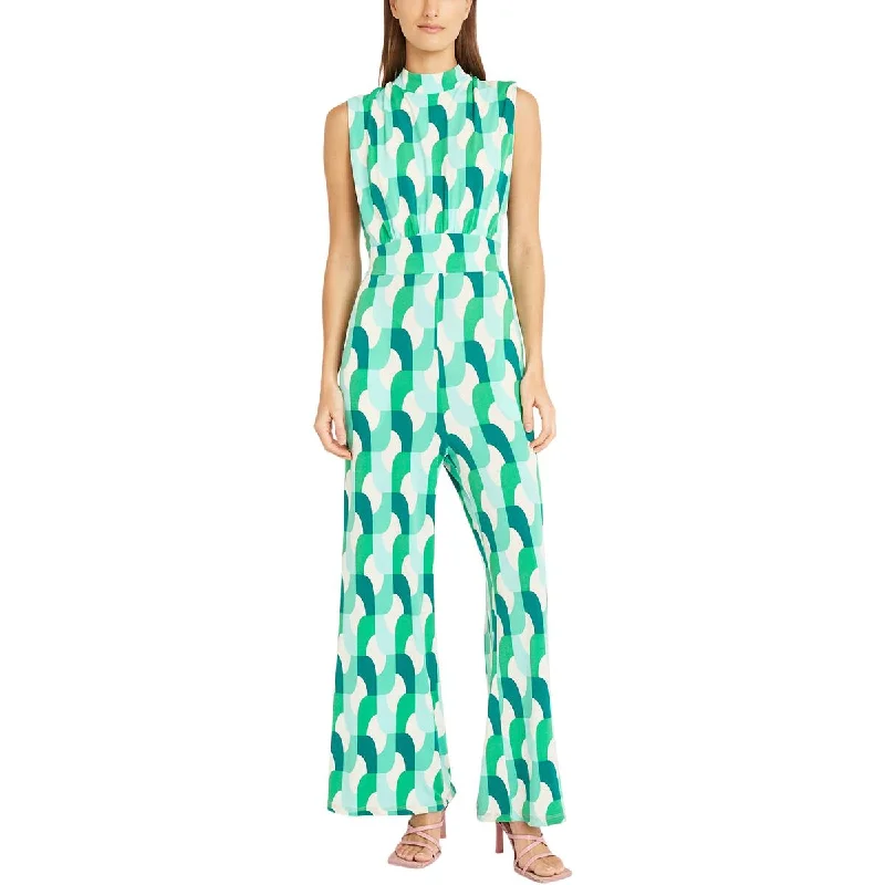 Donna Morgan Womens Tie Neck Printed Jumpsuit