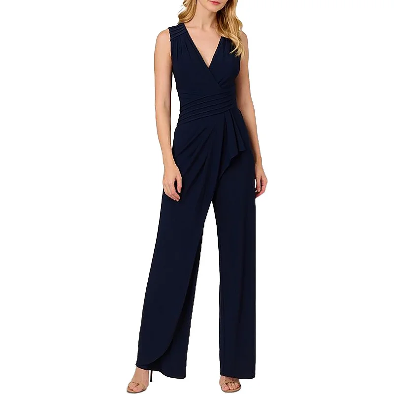 Adrianna Papell Womens Pintuck Wide Leg Jumpsuit