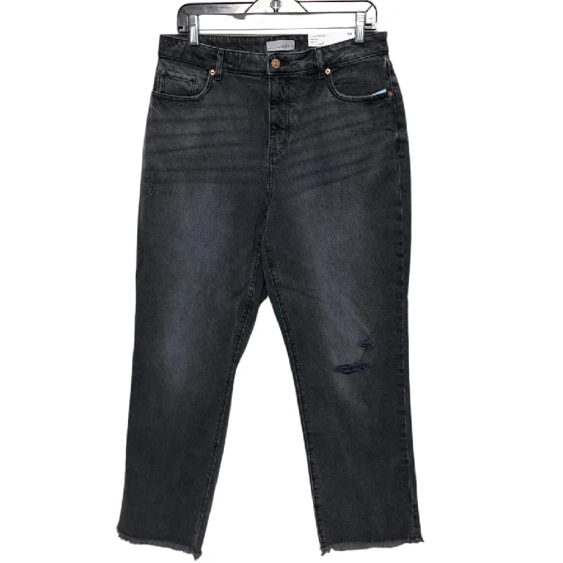 Jeans Cropped By Loft In Black Denim, Size: 10