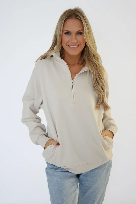 Active Pocket Sweatshirt- Beige