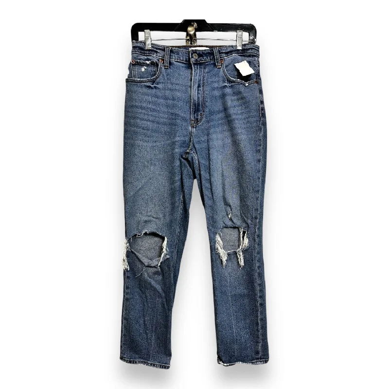 The Ankle Straight Ultra High Rise Jeans Straight By Abercrombie And Fitch In Blue Denim, Size: 6