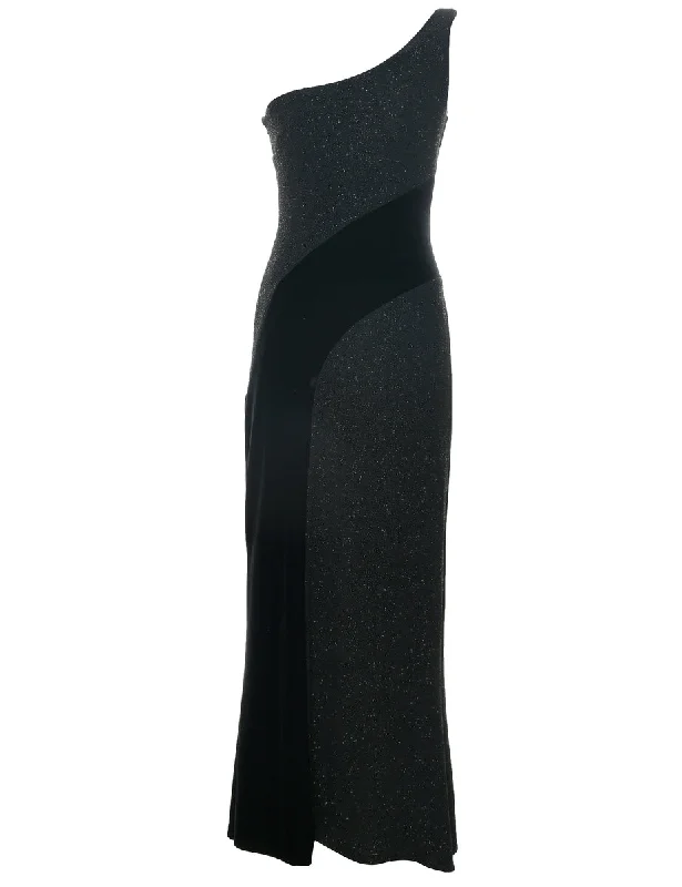 Velvet One Shouldered Maxi Dress - XS