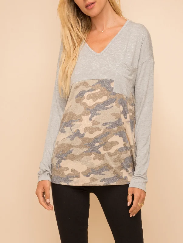 Born For Camo V-Neck Long Sleeve