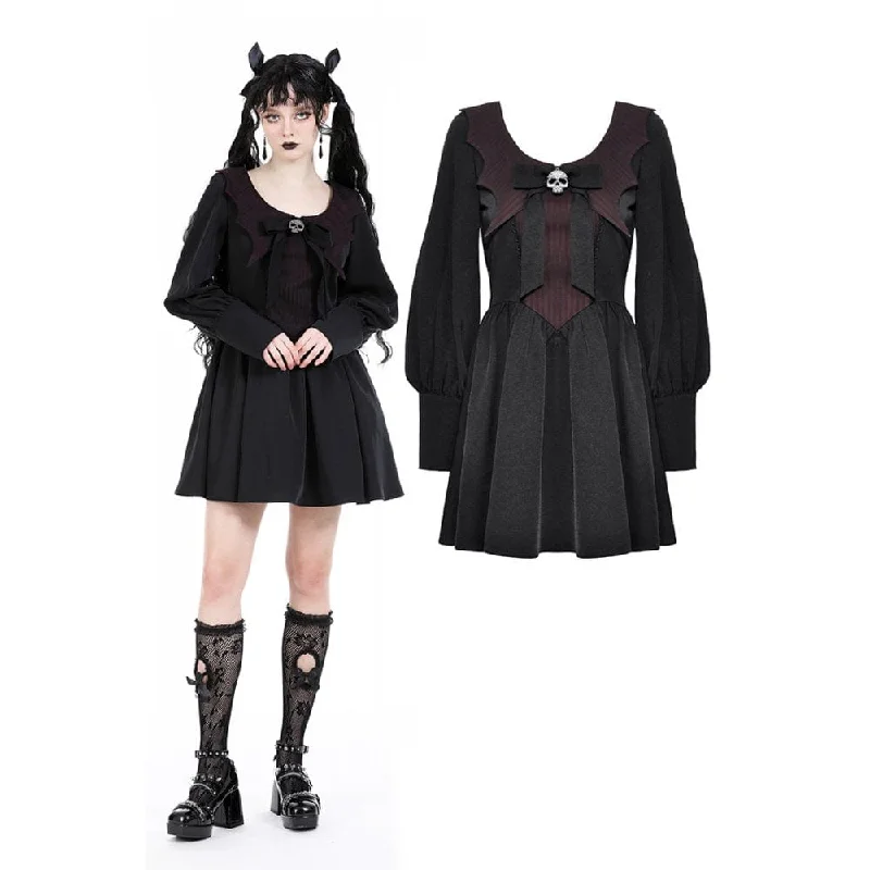 Women's Gothic Puff Sleeved Skull Dress