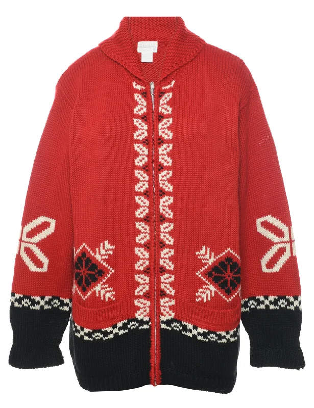 Nordic Red Cardigan - L