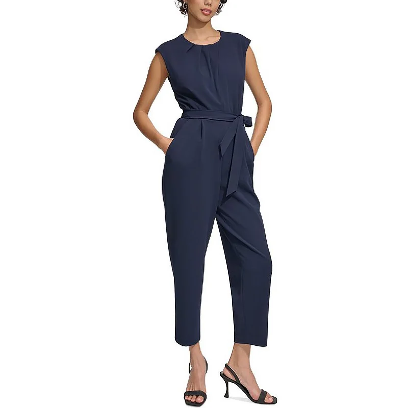 Calvin Klein Womens Pleated Sleeveless Jumpsuit