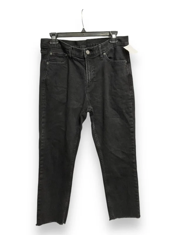 Jeans Straight By Gap In Black Denim, Size: 12