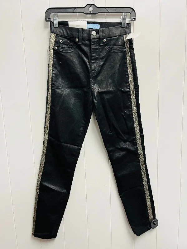 Jeans Skinny By Seven 7 In Black Denim, Size: 4