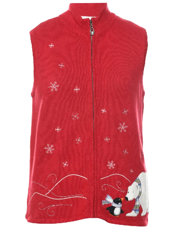 Polar Bear Design Christmas Vest - M