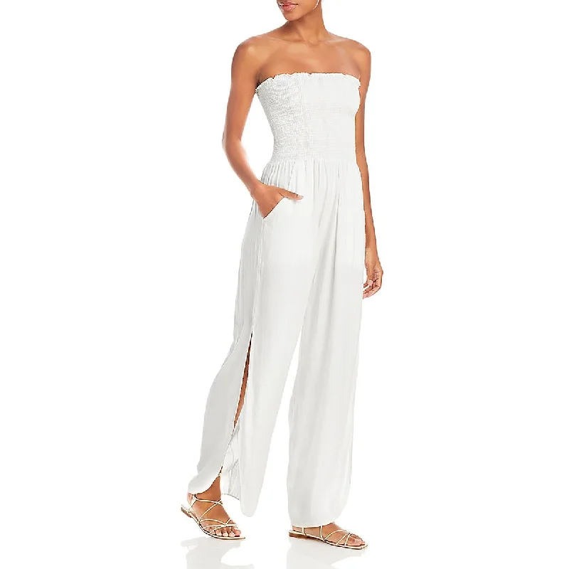 Peixoto Womens Strapless Slit Jumpsuit