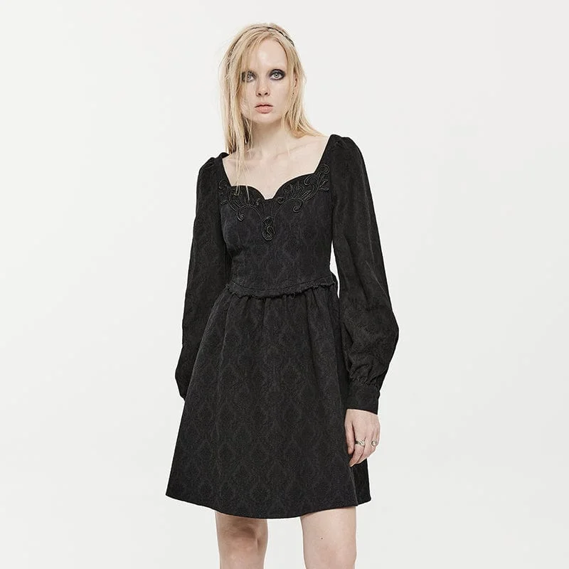 Women's Gothic Strappy Unedged Jacquard Dress