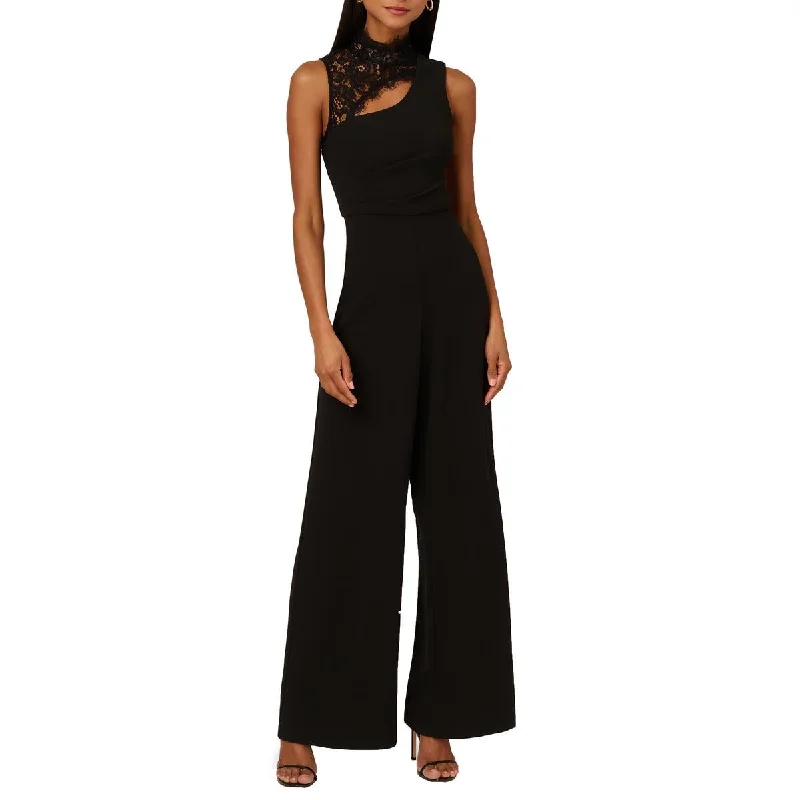 Adrianna Papell Womens Sleeveless Lace neckline Jumpsuit