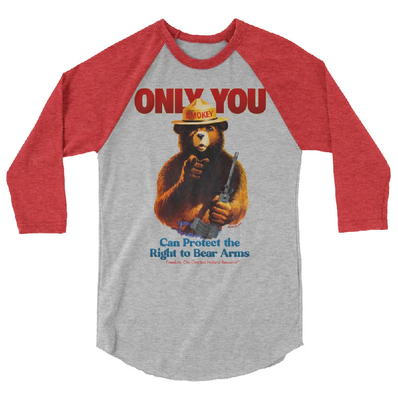 Only You Can Protect the Right to Bear Arms Smokie 3/4 sleeve raglan shirt