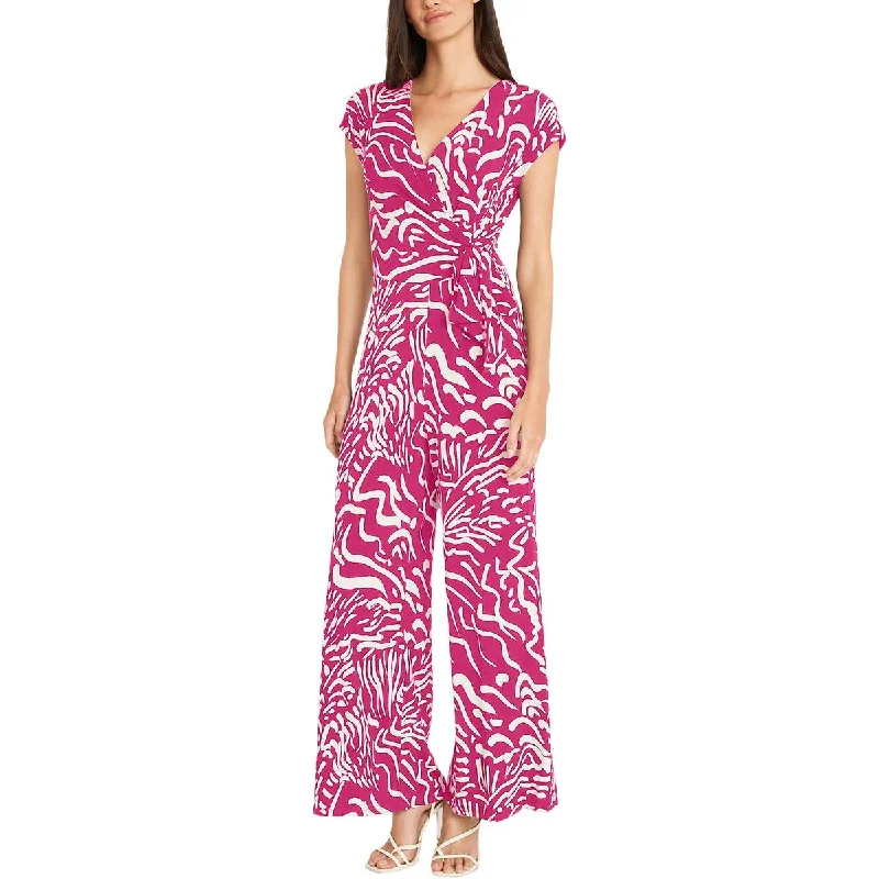 Maggy London Womens Printed Wide Legs Jumpsuit