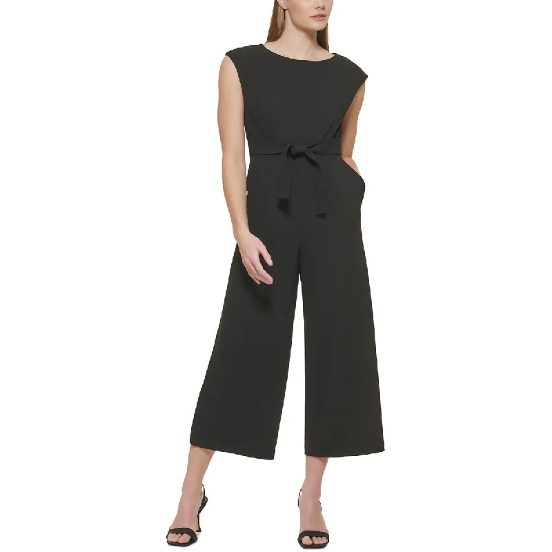 Calvin Klein Womens Crepe Tie-Waist Jumpsuit