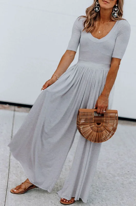 Basic Short Sleeve Wide Leg Jumpsuit