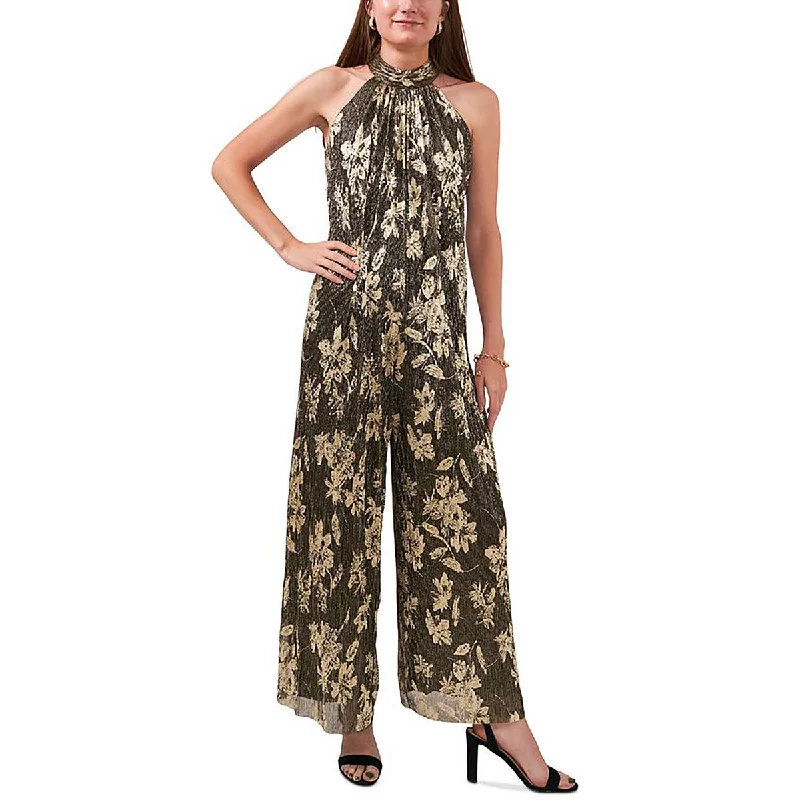 MSK Womens Petites Metallic Sleeveless Jumpsuit