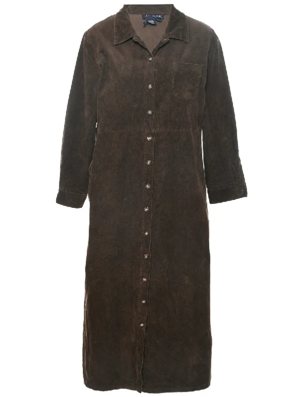 Corduroy Shirt Dress - L