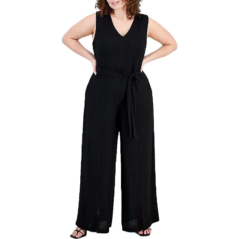 Bar III Womens Plus V Neck One Piece Jumpsuit